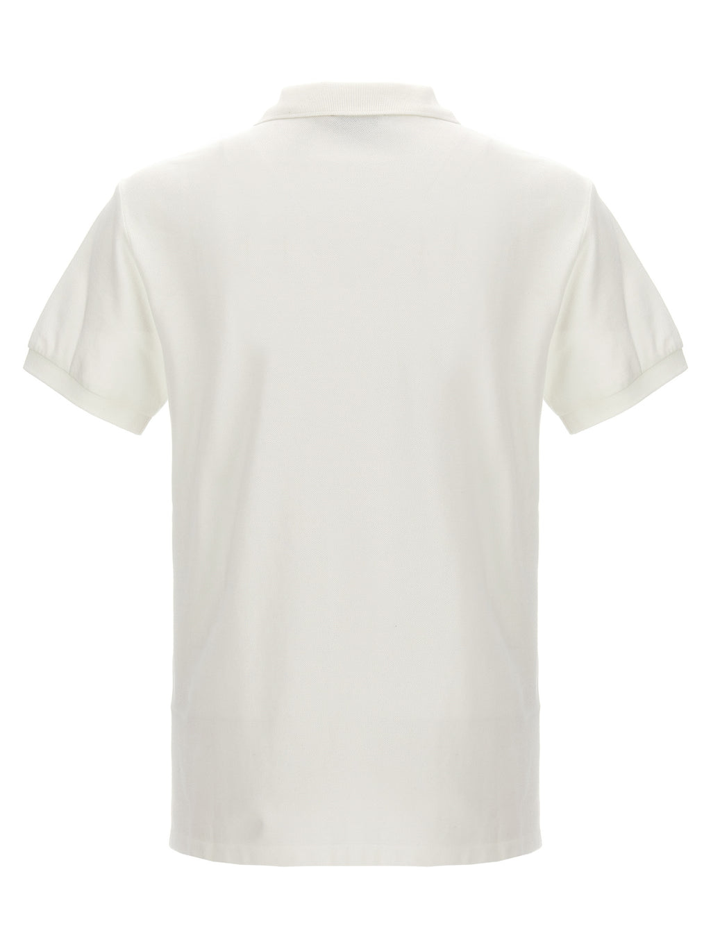 Chemise polo en coton blanc de Polo Ralph Lauren, vue de face avec col et boutons visibles.