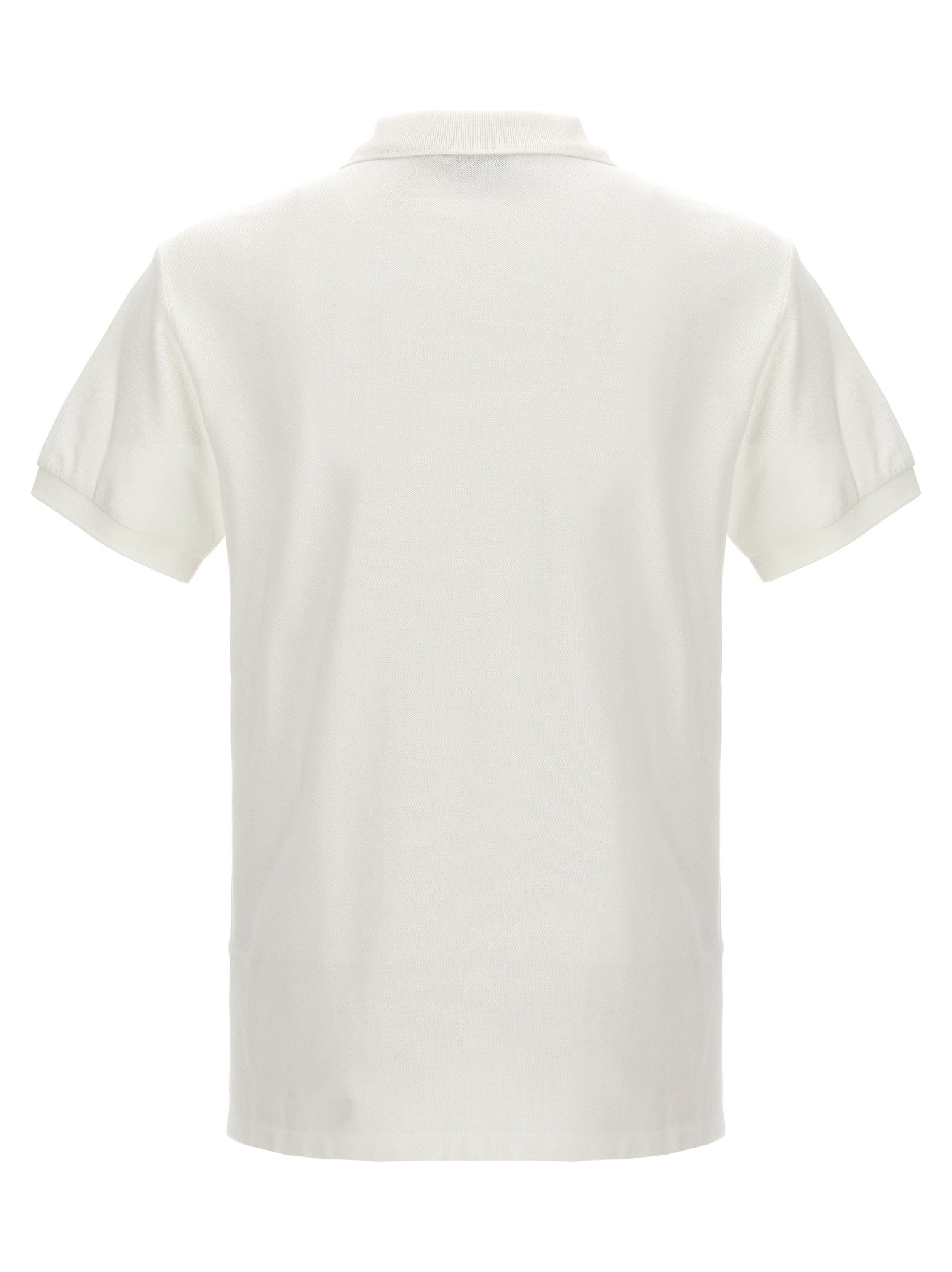 Chemise polo en coton blanc de Polo Ralph Lauren, vue de face avec col et boutons visibles.