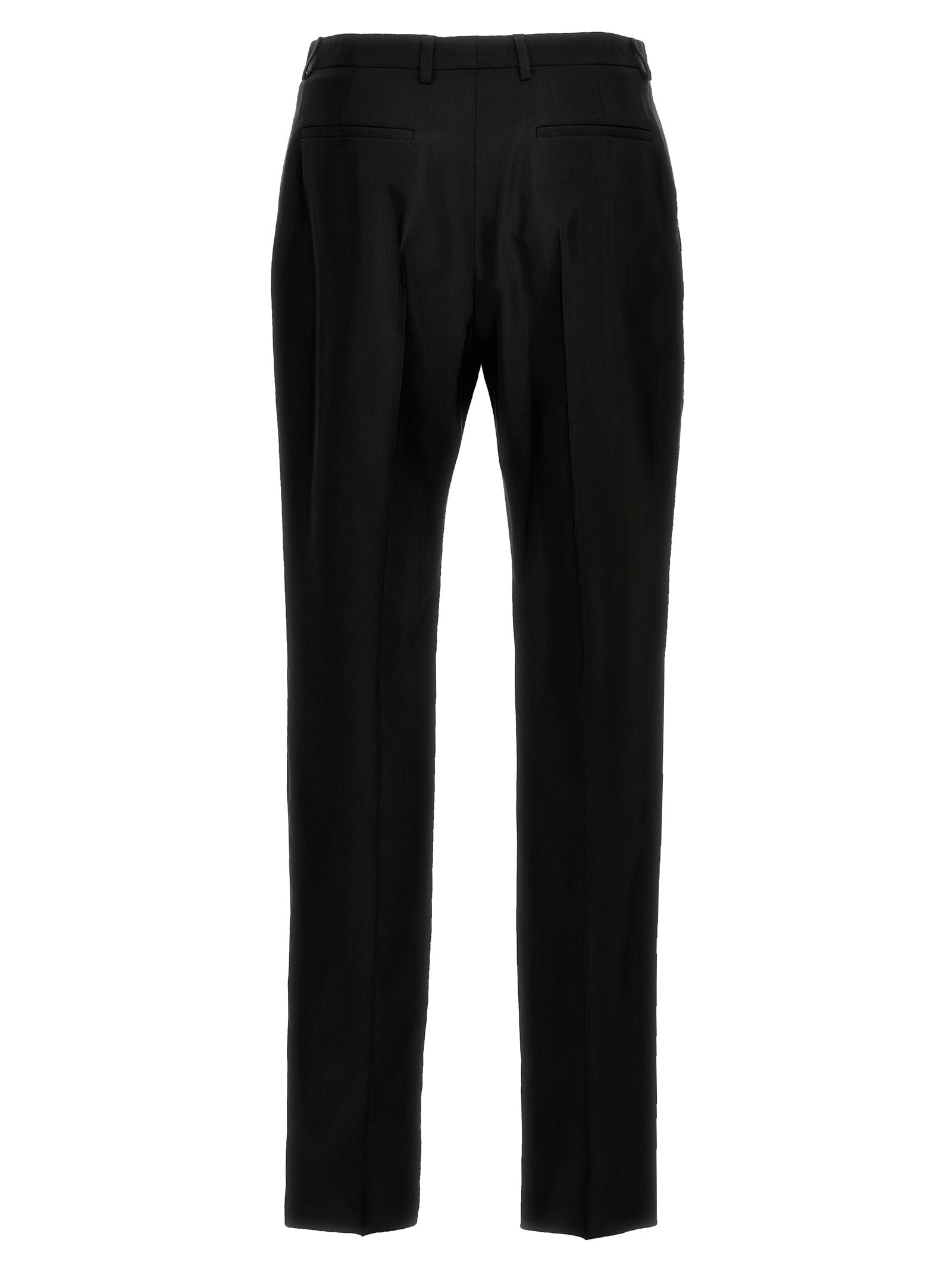 Pantalon habillé noir en acétate de marque Saint Laurent, coupe élégante et tissu lisse, conçu pour un style sophistiqué.