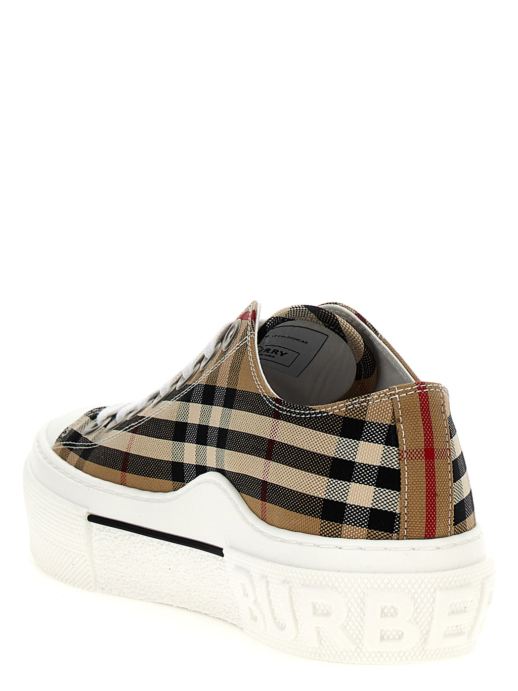 Chaussures basses en coton beige de Burberry, sneakers tendance pour un style décontracté et élégant.