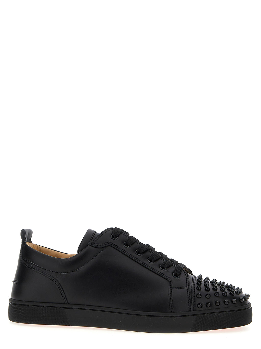 Chaussures Christian Louboutin en cuir de veau noir, baskets basses élégantes avec semelle en caoutchouc.