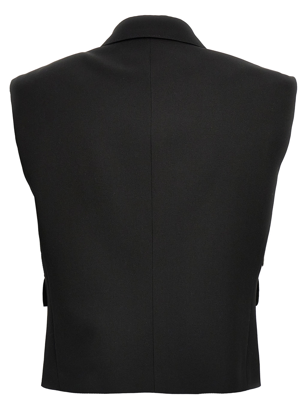 Veste en soie noire sans manches de Dolce & Gabbana, élégante et sophistiquée, vue de face sur un fond neutre.