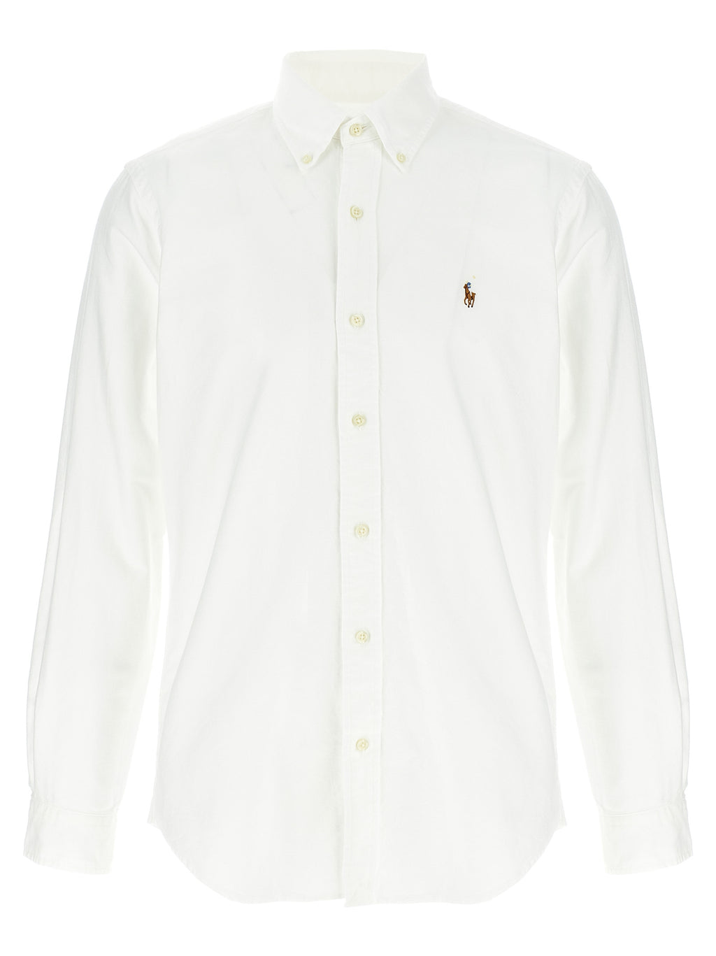 Chemise blanche en coton Polo Ralph Lauren avec col classique et manches longues, vue de face.