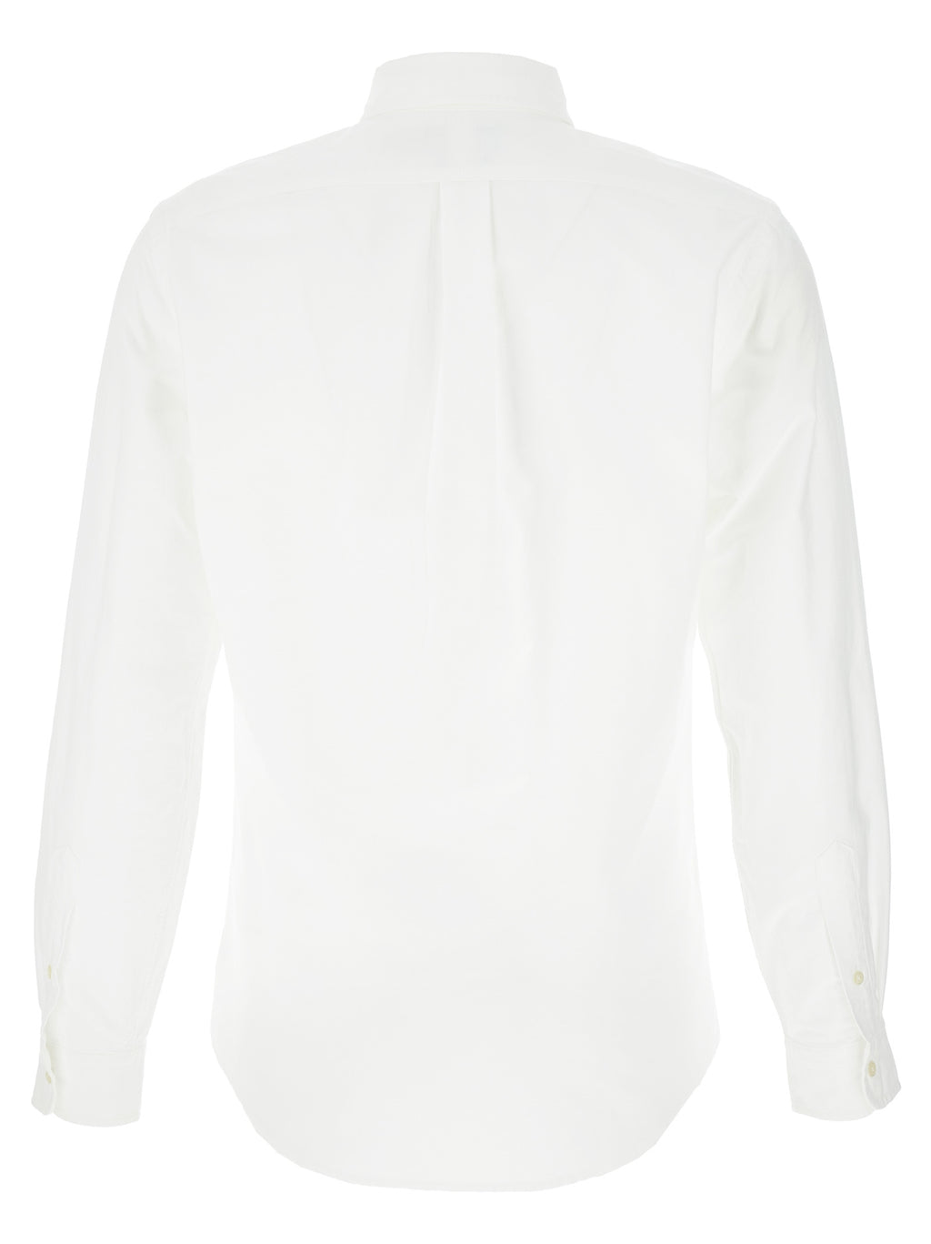 Chemise blanche en coton de Polo Ralph Lauren avec col classique et manches longues, vue frontale.