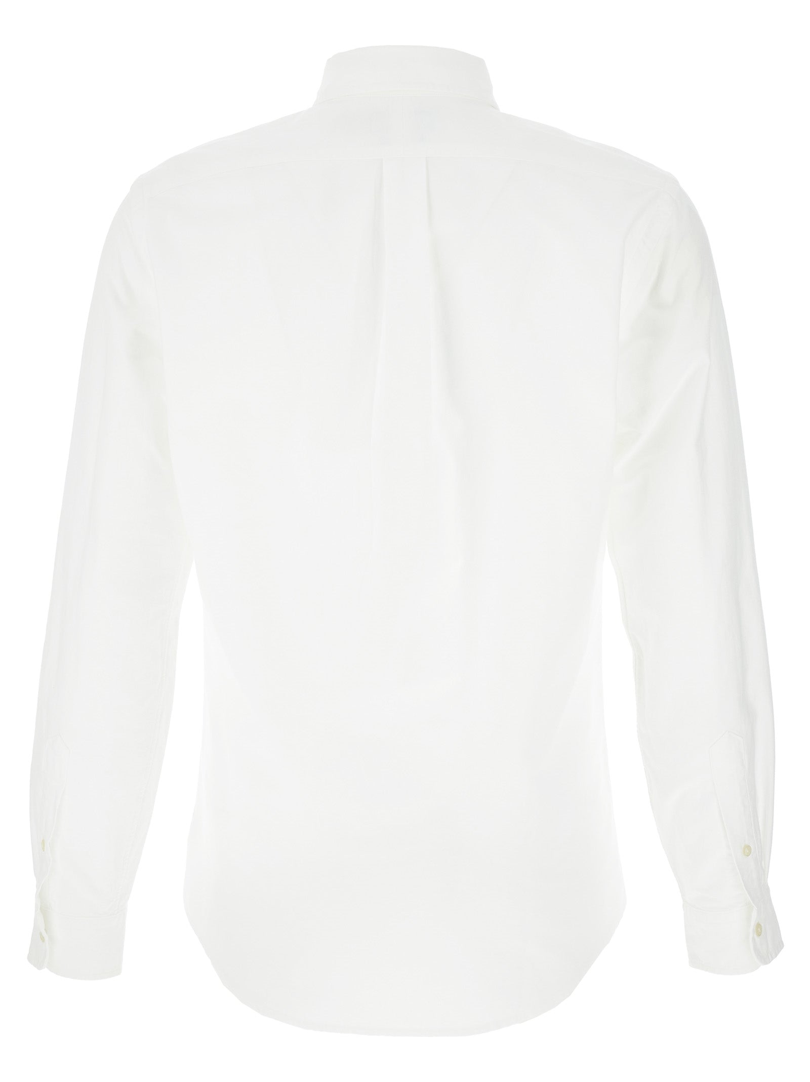 Chemise blanche en coton de Polo Ralph Lauren avec col classique et manches longues, vue frontale.