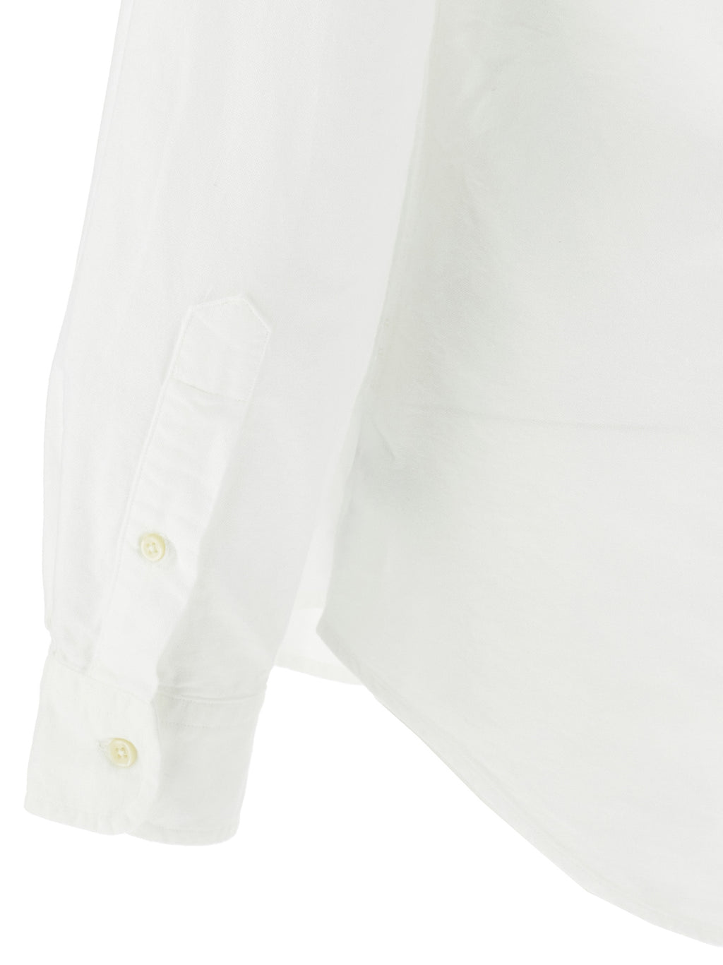 Blouse en coton blanc Polo Ralph Lauren avec col classique et manches longues, portée sur un mannequin.