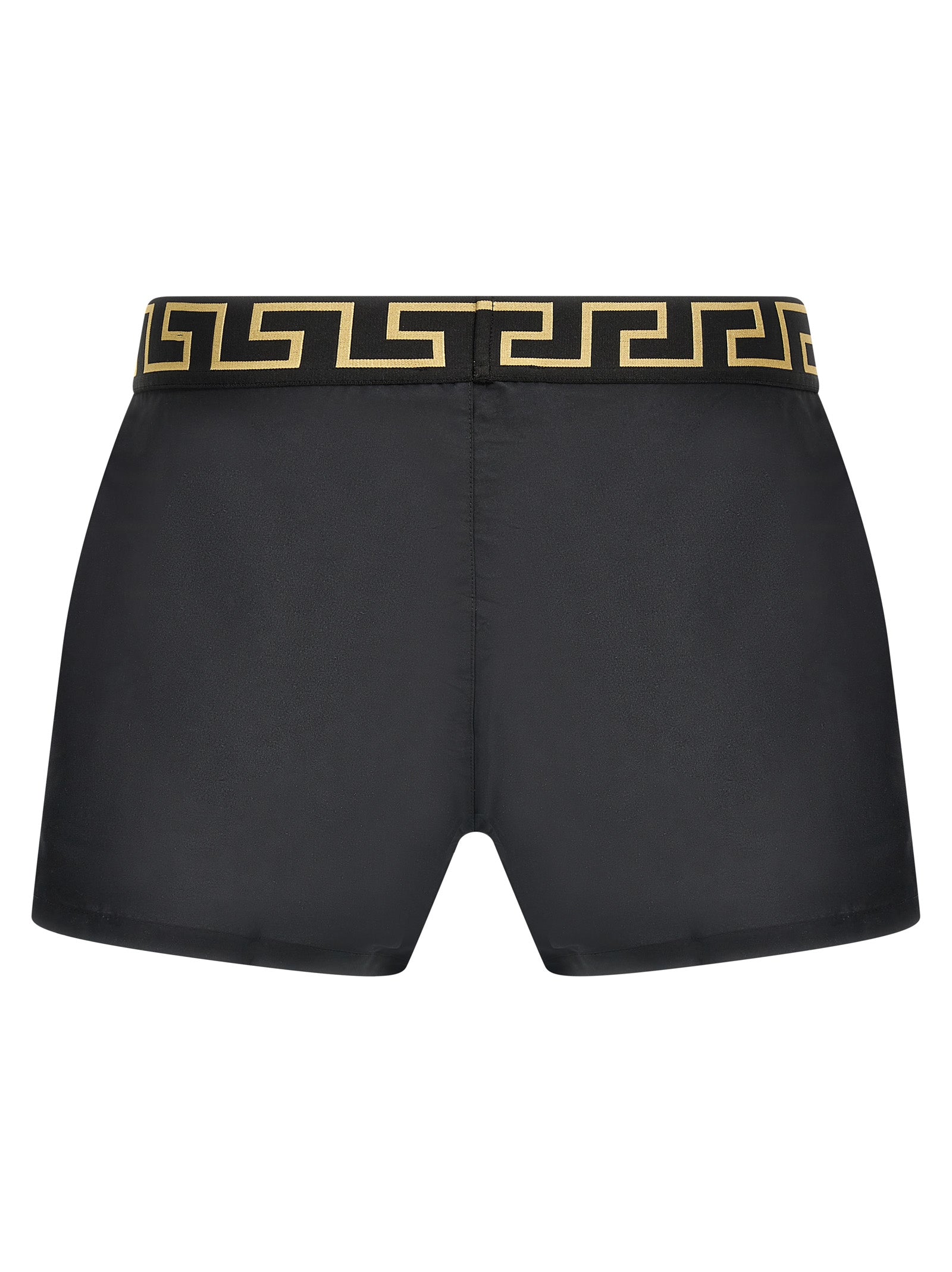 Shorts de bain en polyester multicolores Versace avec logo, idéals pour la plage ou la piscine.