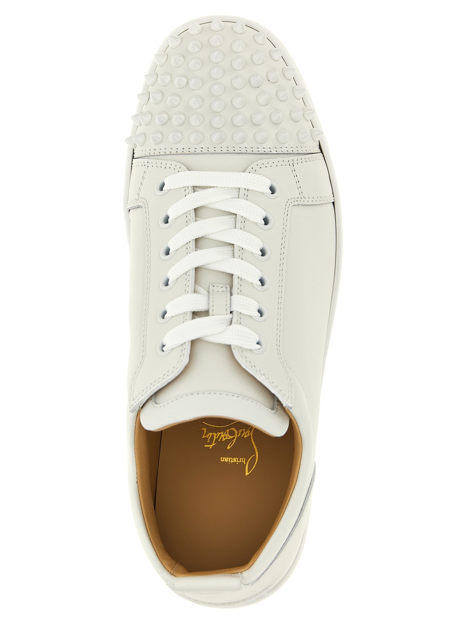 Chaussures Christian Louboutin sneakers basses en cuir de veau blanc, style décontracté et élégant pour homme.