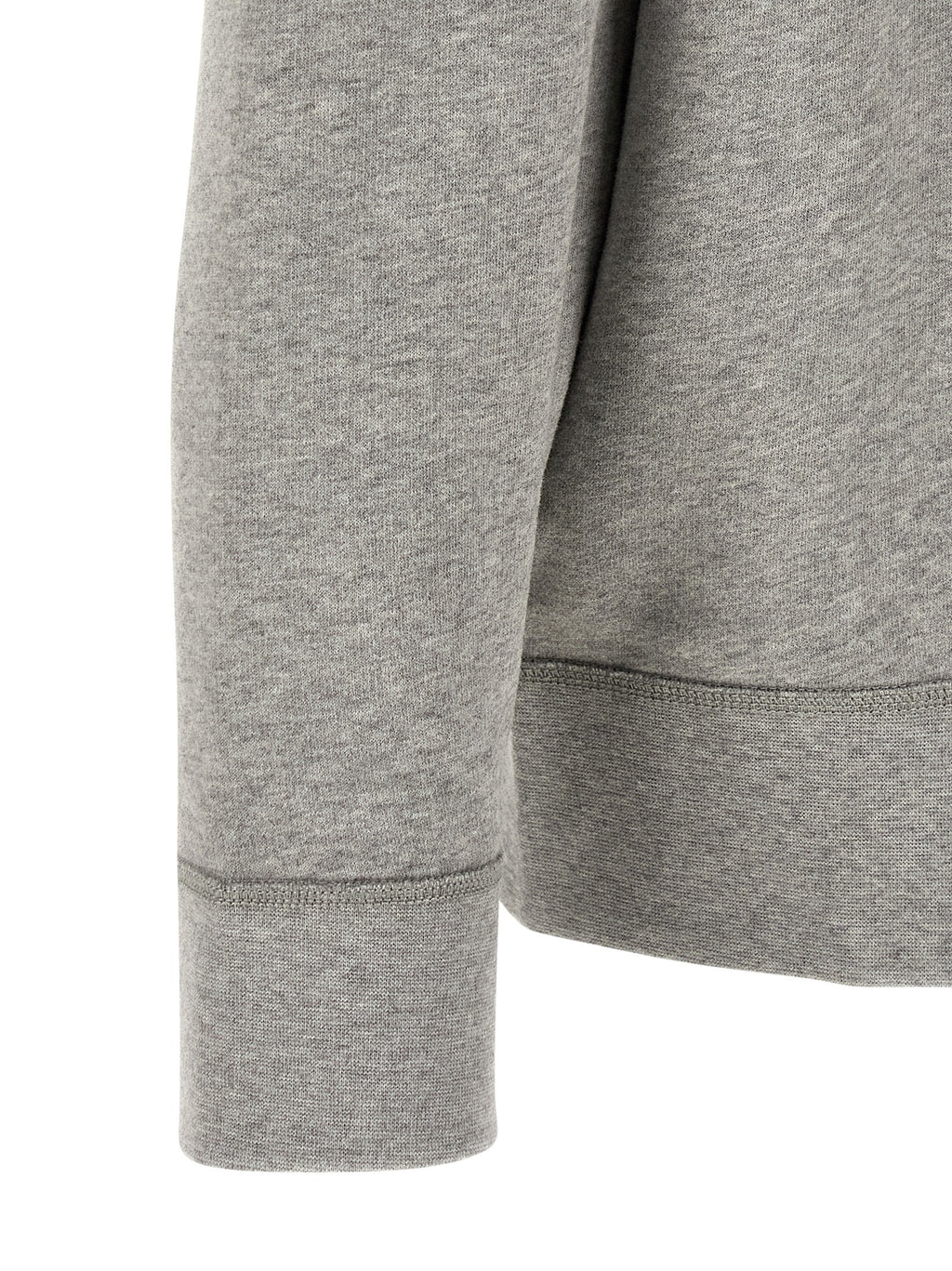Sweatshirt gris en coton de Polo Ralph Lauren avec col ras du cou et logo brodé sur la poitrine, vue de face.
