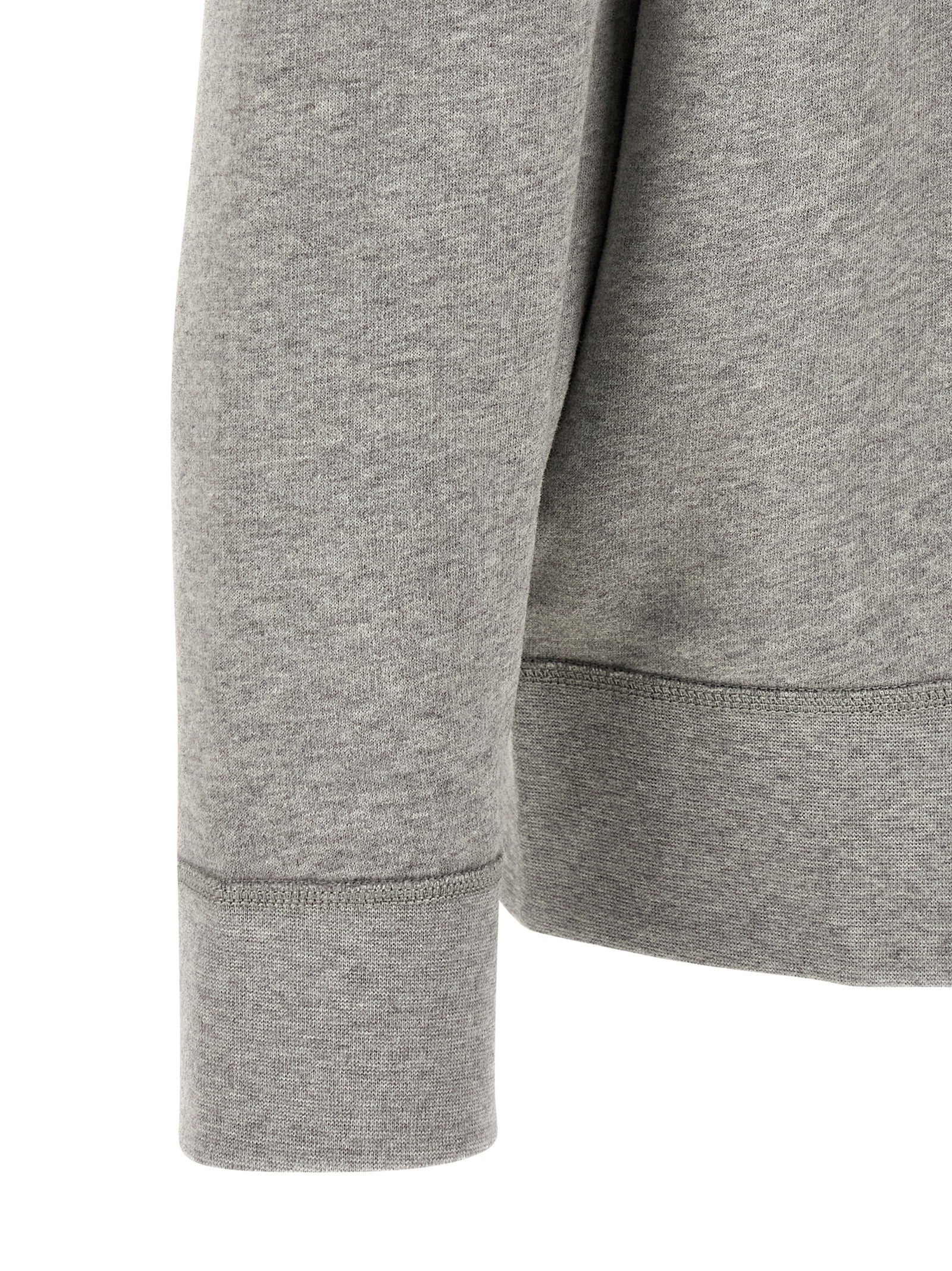 Sweatshirt gris en coton de Polo Ralph Lauren avec col ras du cou et logo brodé sur la poitrine, vue de face.