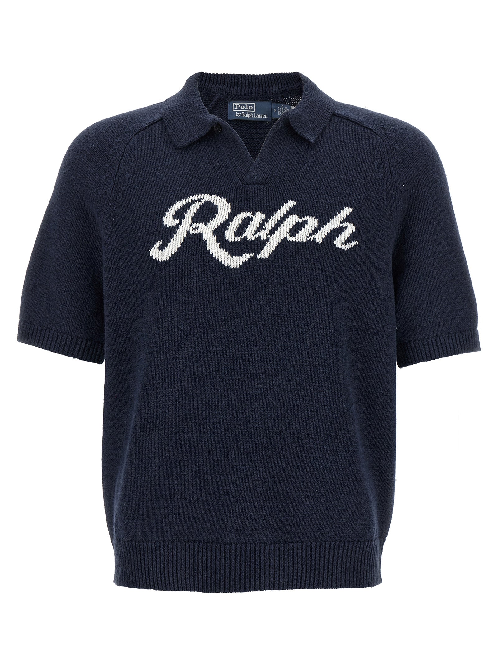 Cardigan en lin bleu Polo Ralph Lauren, léger et élégant, porté sur un modèle avec col et boutons visibles.