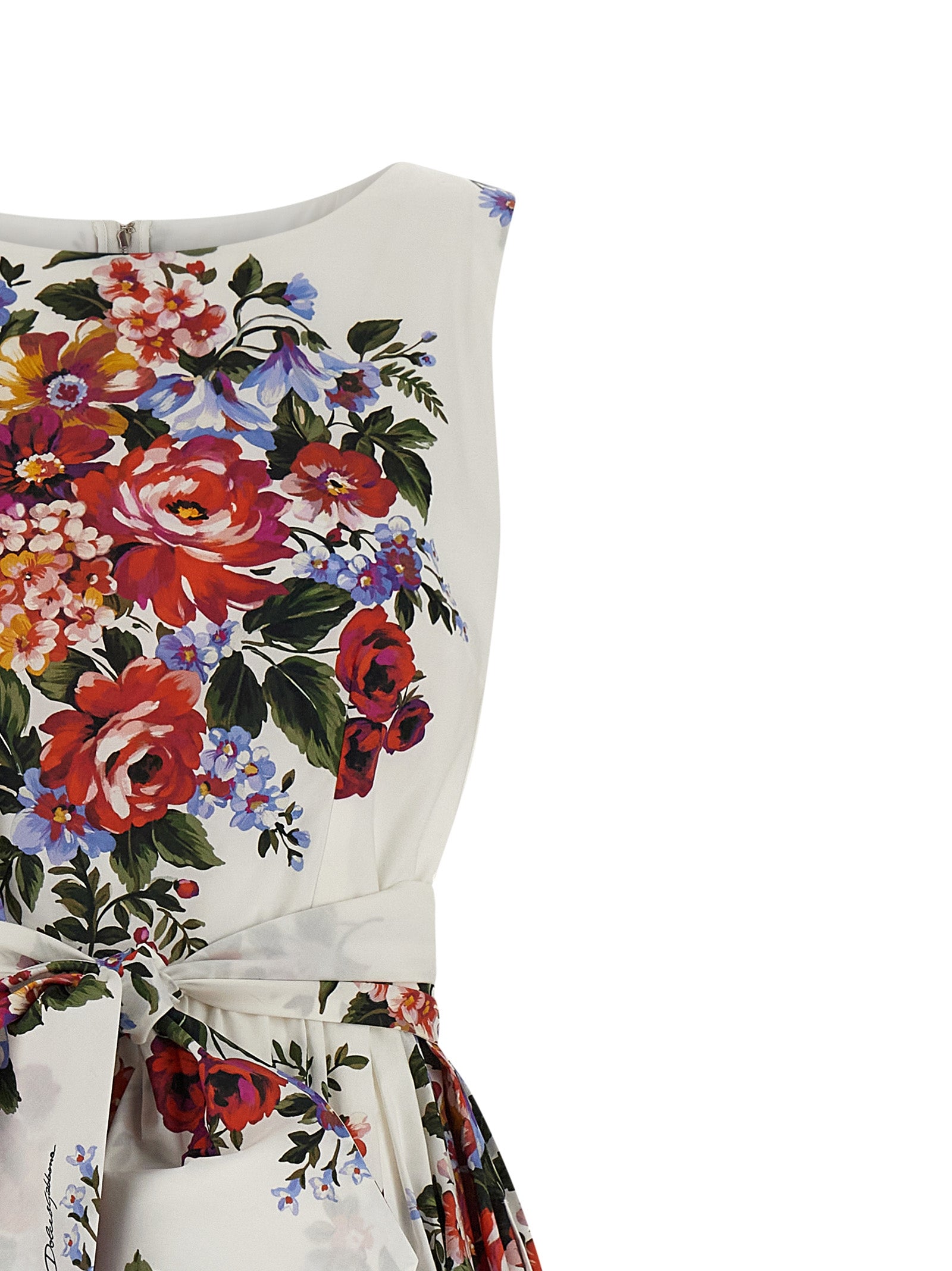 Robe midi en coton blanc de Dolce & Gabbana, élégante et fluide, avec détails sophistiqués et coupe moderne.