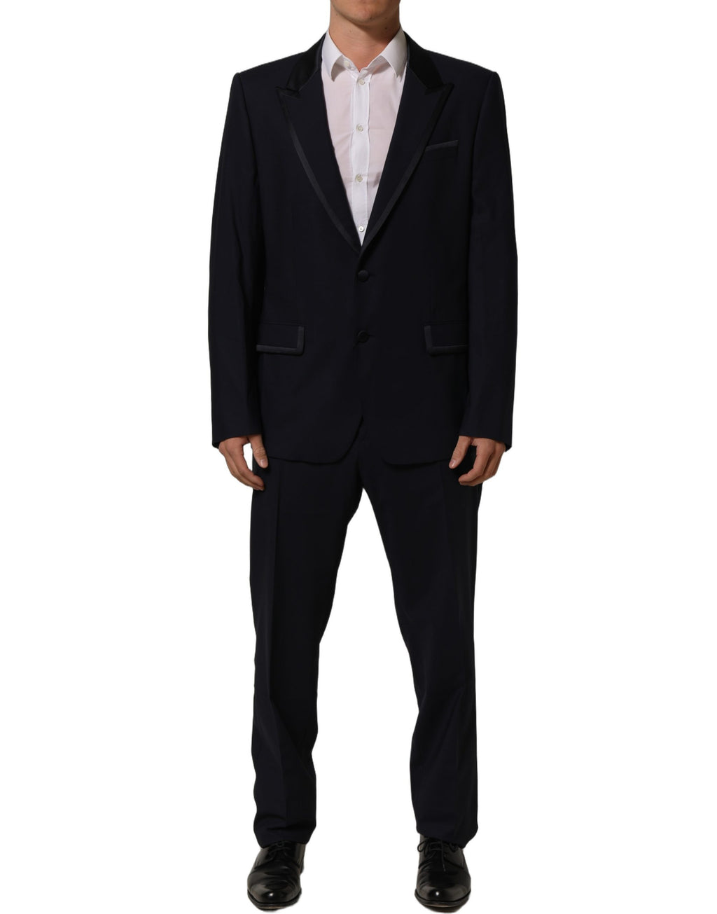 Costume pour homme Dolce & Gabbana, costume à deux pièces bleu foncé à un seul bouton, élégant et classique.