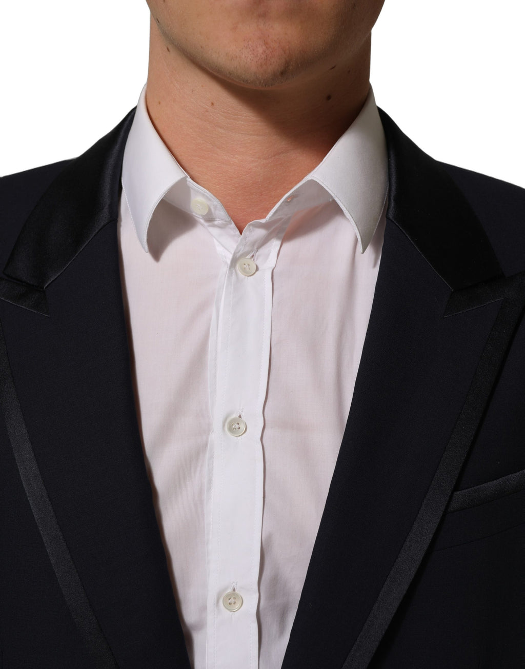 Costume pour homme Dolce & Gabbana bleu foncé, deux pièces, veste à double boutonnage et pantalon, élégant et sophistiqué.