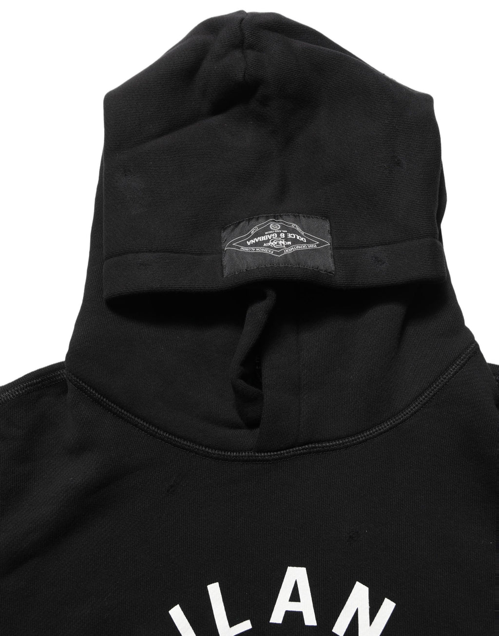 Sweat à capuche Dolce & Gabbana en coton noir avec imprimé Milano 1984, style décontracté et moderne.