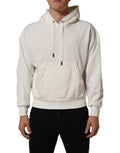 Sweat à capuche blanc Dolce & Gabbana avec logo, vue du devant, en tissu doux et confortable, style décontracté.