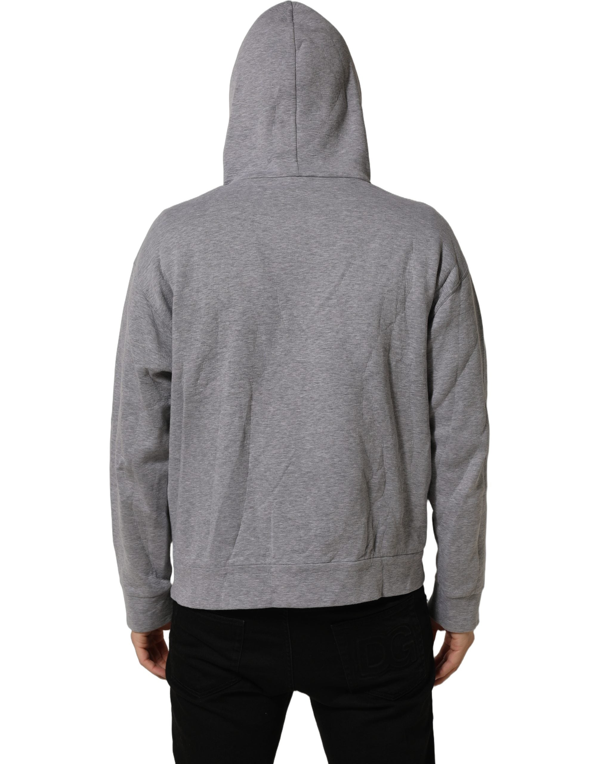 Sweat à capuche gris en coton Dolce & Gabbana avec logo, version décontractée et confortable pour homme.