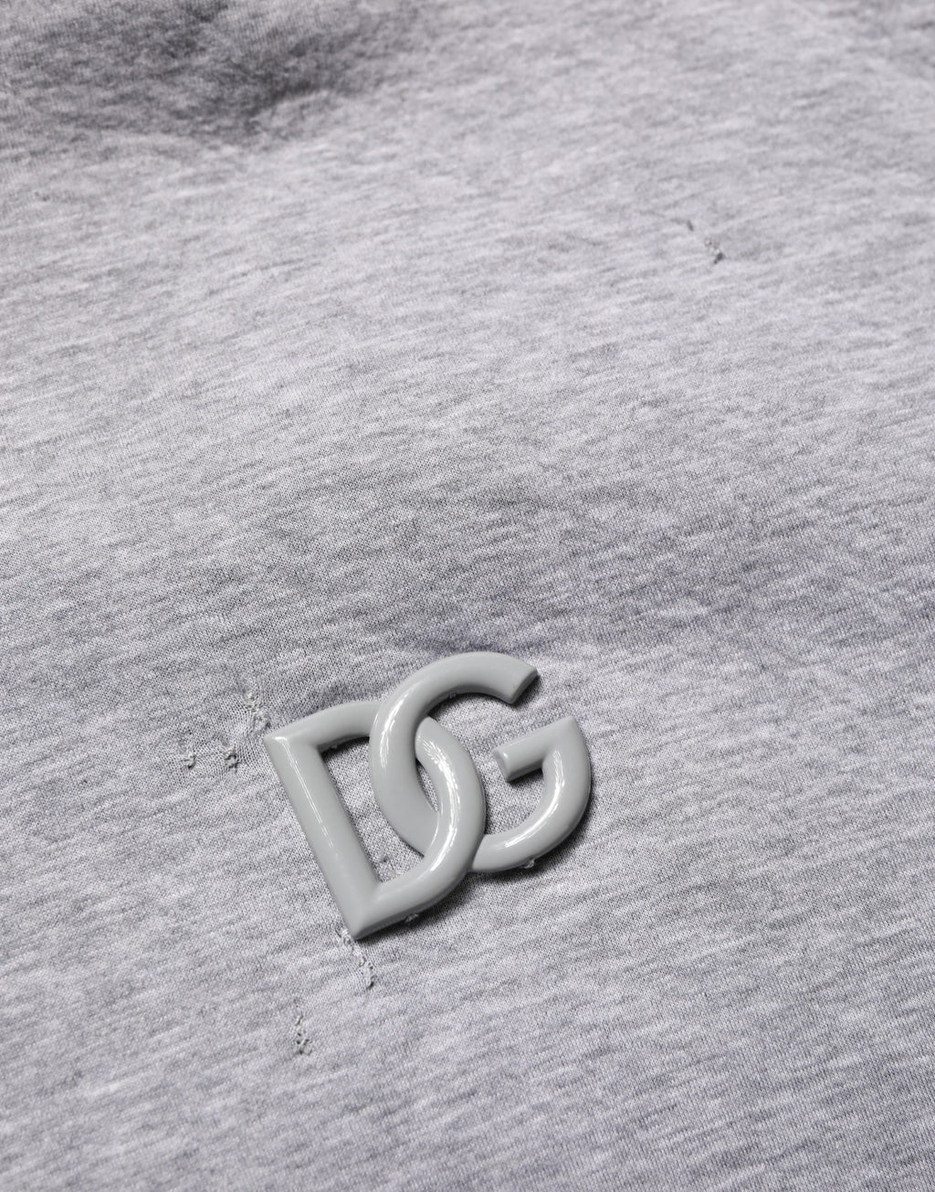 Sweat à capuche gris en coton Dolce & Gabbana avec logo, confort et style décontracté, vue de face.
