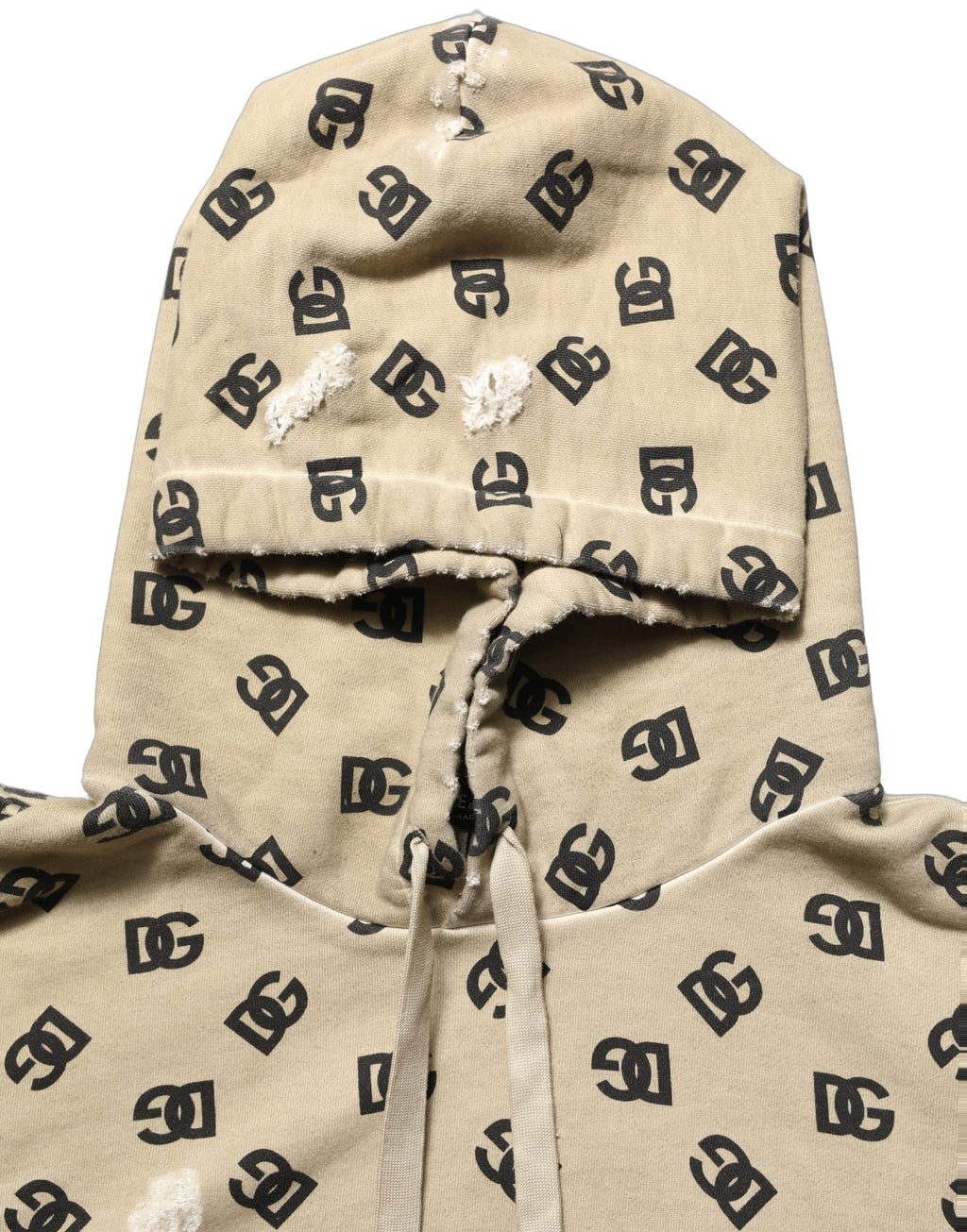 Sweat à capuche en coton marron avec logo Dolce & Gabbana, pull décontracté et élégant, visible en détail sur l'image.