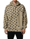 Sweat à capuche Dolce & Gabbana en coton marron avec logo, vue de face, tissu doux et ajustement décontracté.