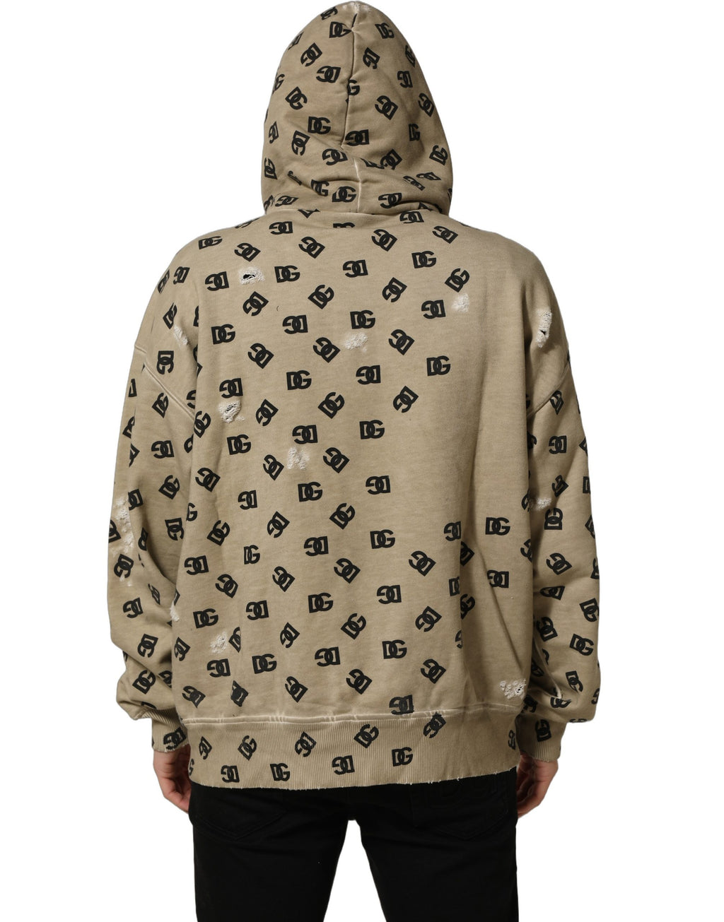 Sweat à capuche marron en coton Dolce & Gabbana avec logo, pull confortable et décontracté pour homme.