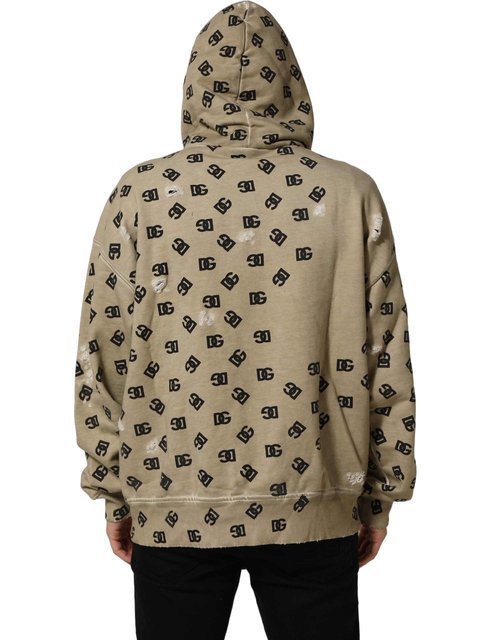 Sweat à capuche marron en coton Dolce & Gabbana avec logo, pull confortable et décontracté pour homme.