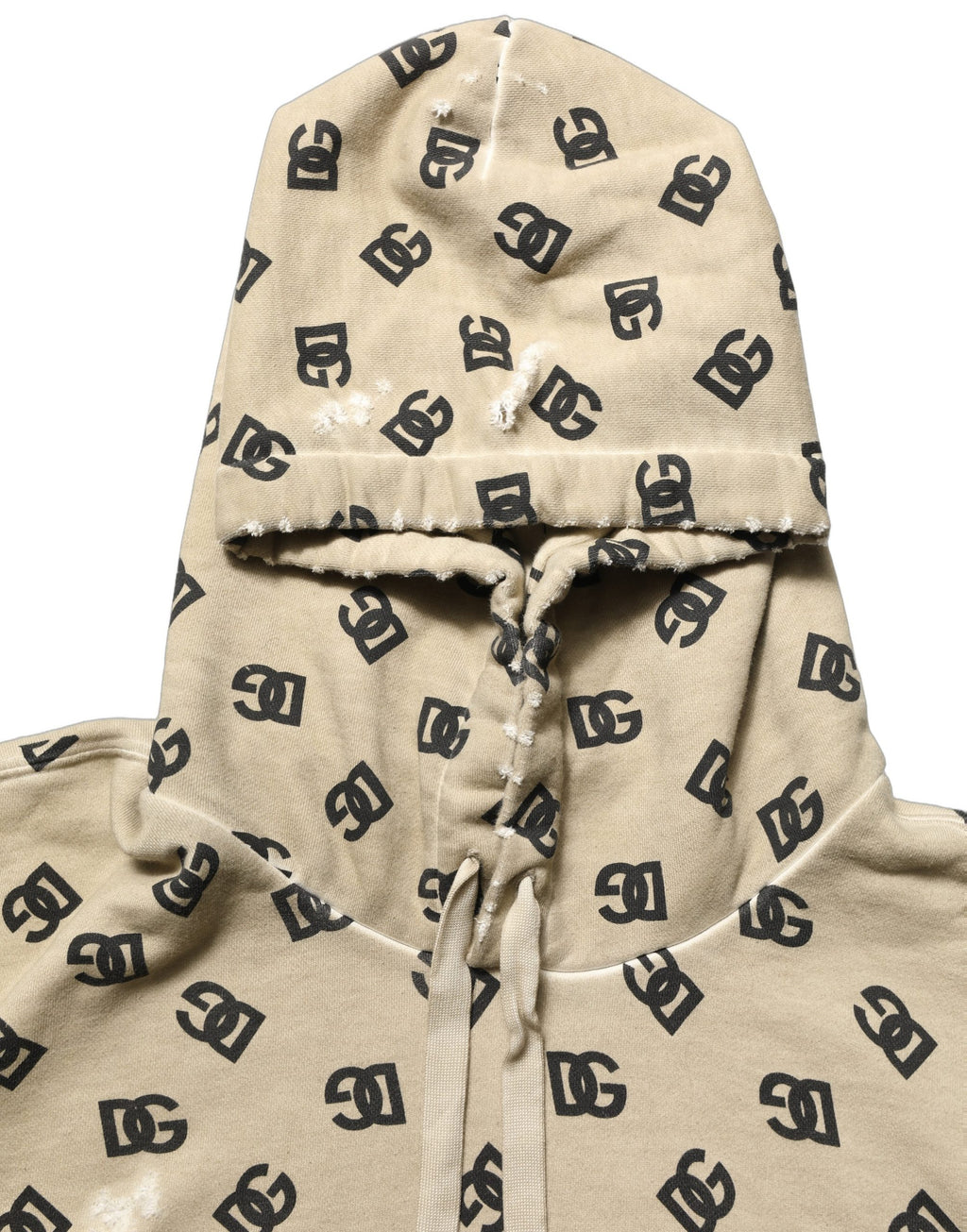 Sweat à capuche Dolce & Gabbana en coton marron avec logo, pull confortable et décontracté, vue de face.