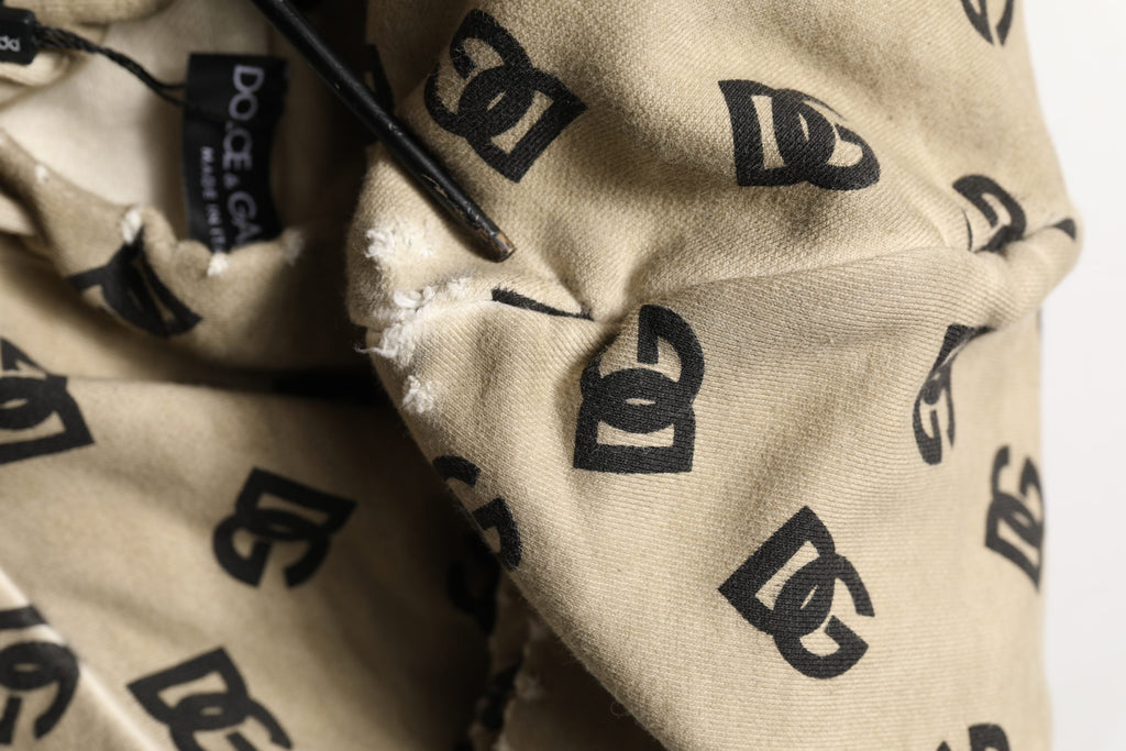 Sweat à capuche en coton marron Dolce & Gabbana avec logo, style décontracté et confortable.