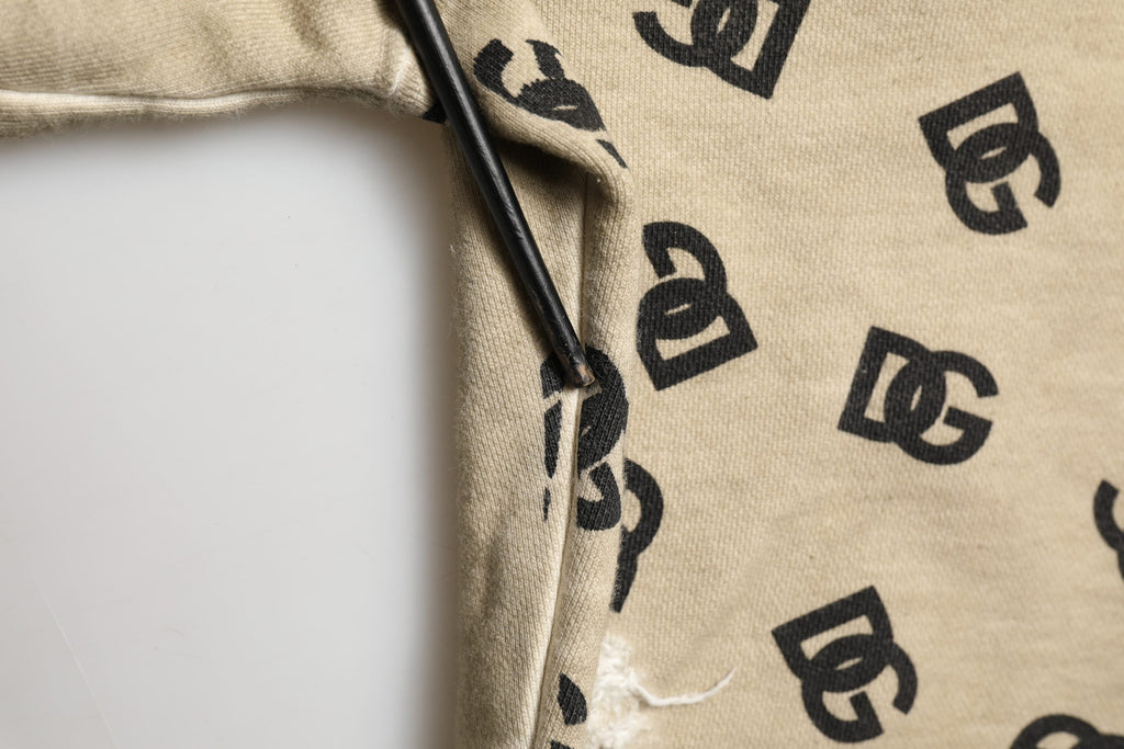 Sweat à capuche en coton marron Dolce & Gabbana avec logo, pull décontracté pour homme, visible sur l'image.