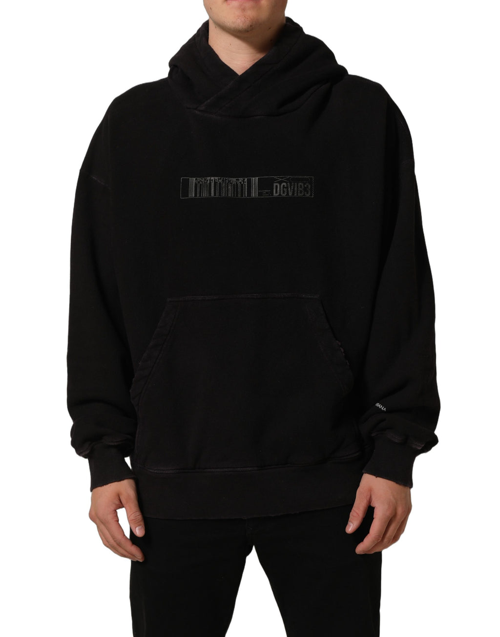 Sweat à capuche en coton noir Dolce & Gabbana DGVIB3, pull décontracté avec logo visible, pour homme.