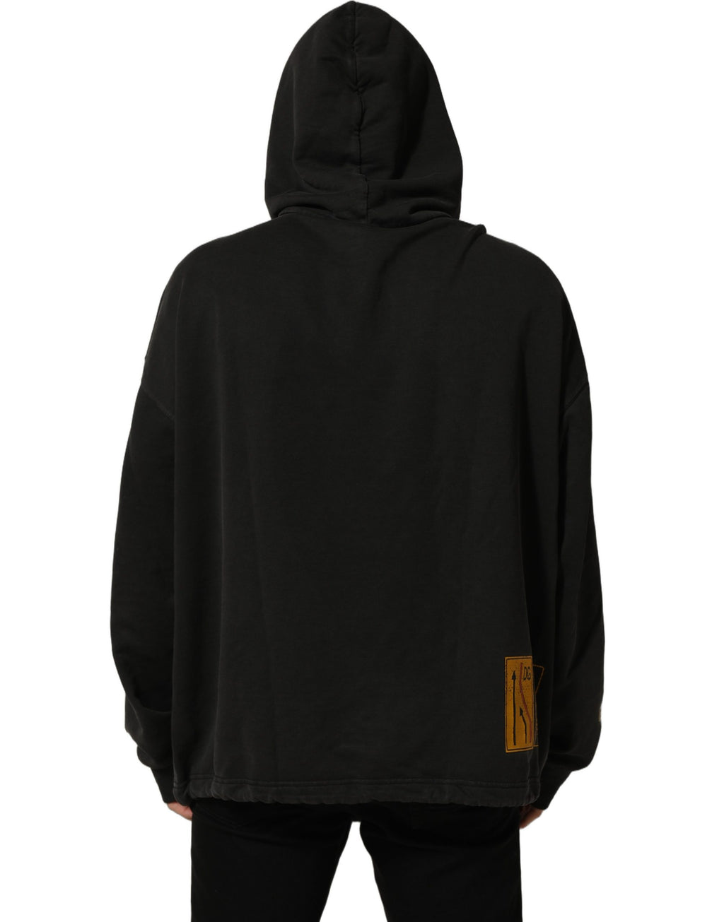 Sweat à capuche oversize noir en coton Dolce & Gabbana avec logo imprimé, style décontracté et tendance.