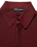Pull en laine bordeaux Dolce & Gabbana à boutons, cardigan élégant avec col classique et finition raffinée.