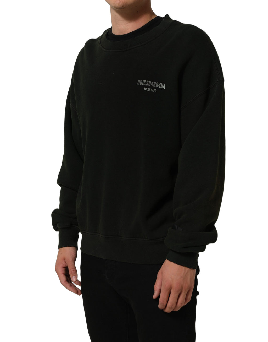 Sweatshirt homme Dolce & Gabbana en coton noir avec col rond, style décontracté et confort assuré.