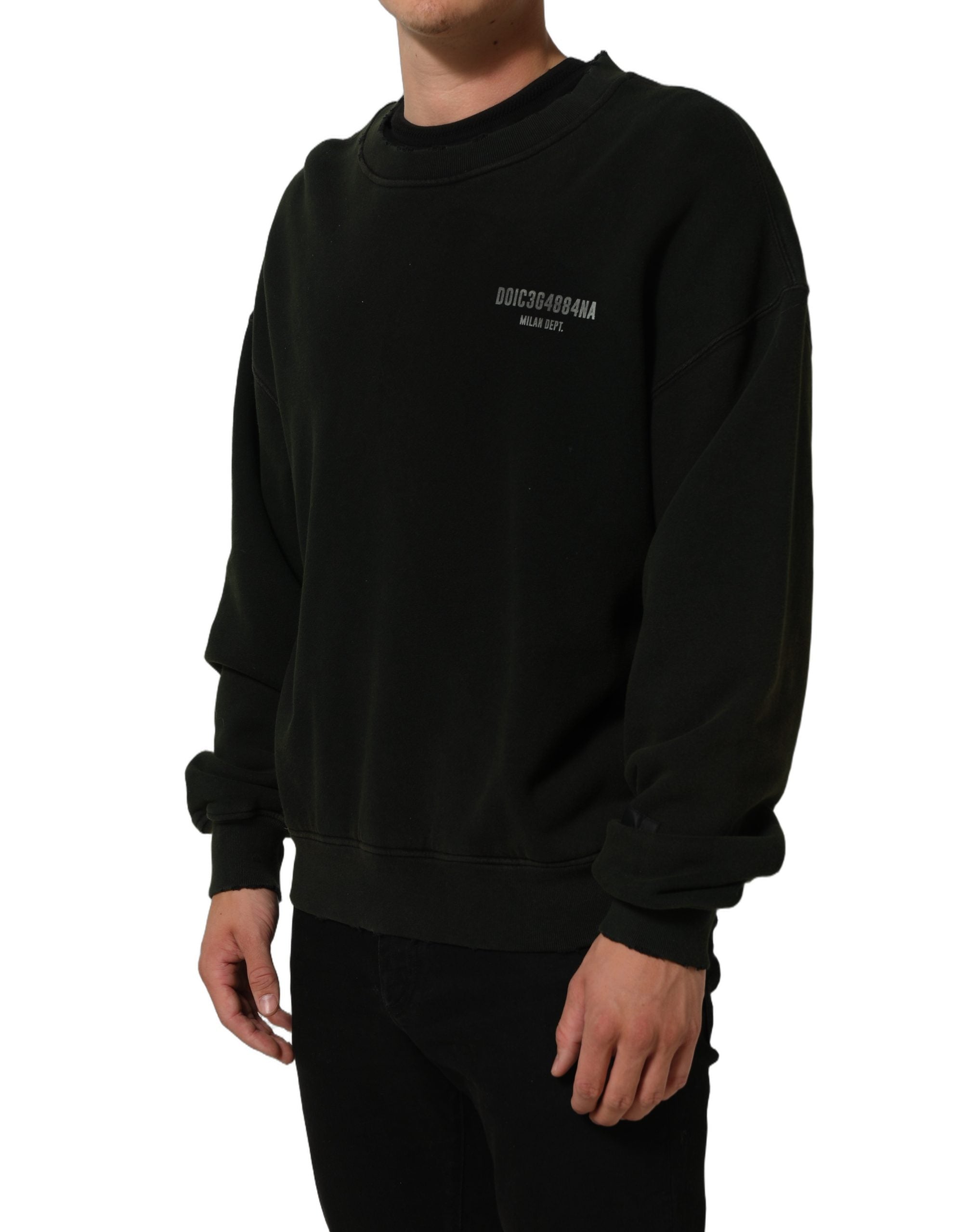 Sweatshirt homme Dolce & Gabbana en coton noir avec col rond, style décontracté et confort assuré.