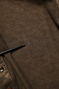 Pull à col henley en coton marron de Dolce & Gabbana, avec boutons et coupe décontractée.