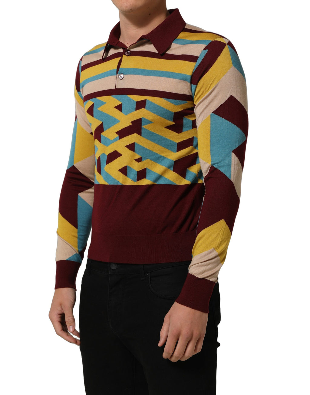 Pull en cachemire multicolore Dolce & Gabbana, pull-over en tricot élégant avec motifs colorés, pour un style sophistiqué.