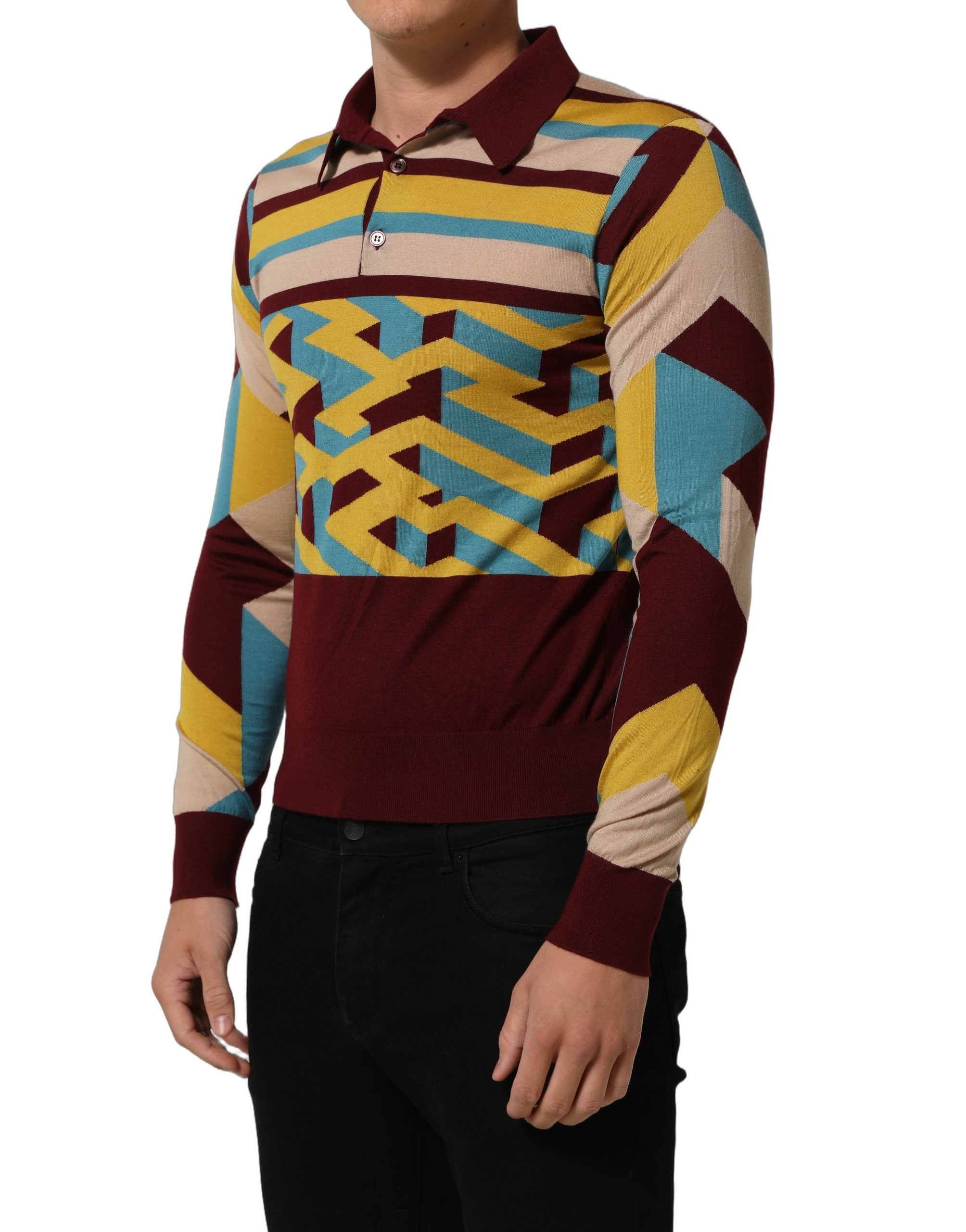 Pull en cachemire multicolore Dolce & Gabbana, pull-over en tricot élégant avec motifs colorés, pour un style sophistiqué.
