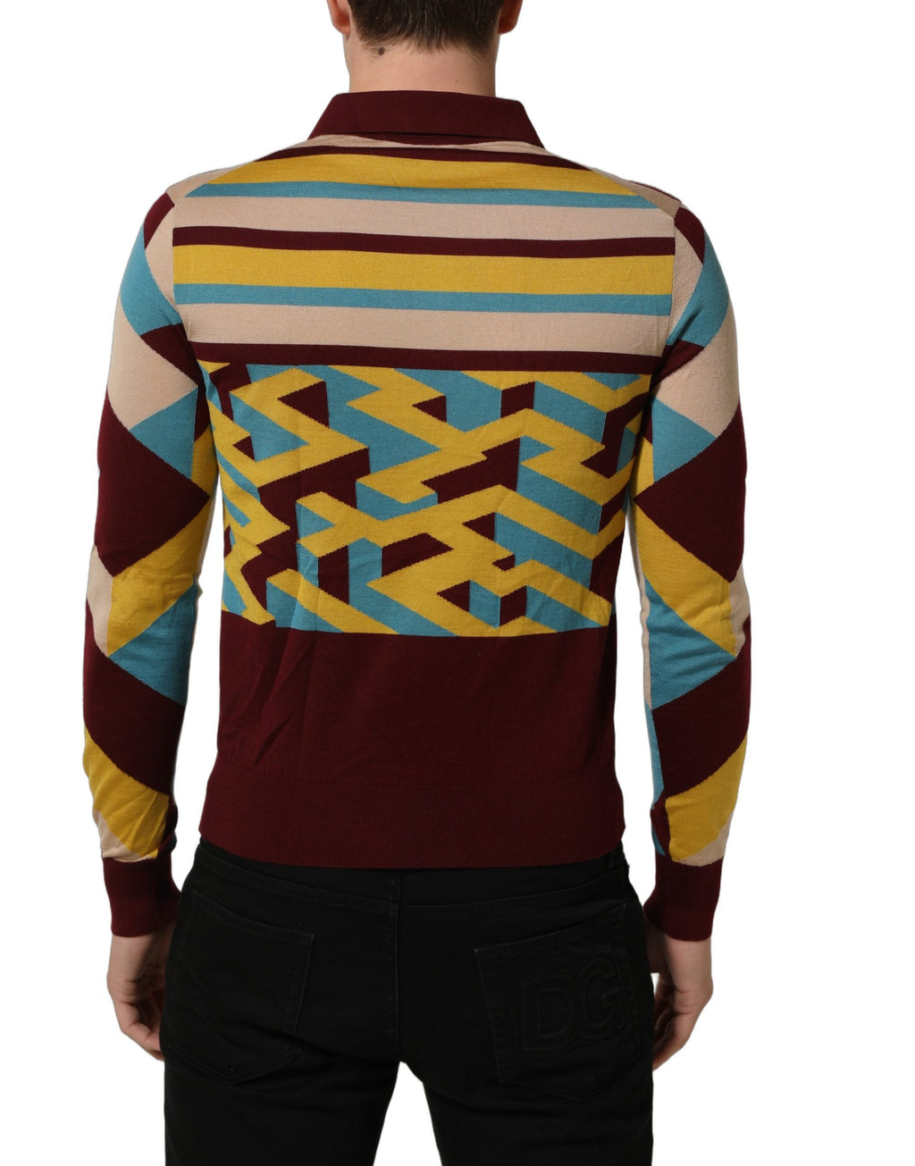 Pull en cachemire multicolore Dolce & Gabbana, pull-over en maille avec motifs colorés, élégant et confortable.