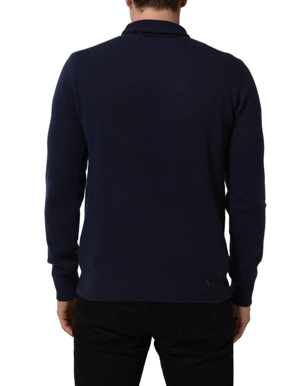 Pull à col roulé en laine bleue Dolce & Gabbana, pull-over en maille élégant avec détails texturés.