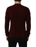 Pull homme Dolce & Gabbana en laine bordeaux avec demi-zip, style élégant et confortable.