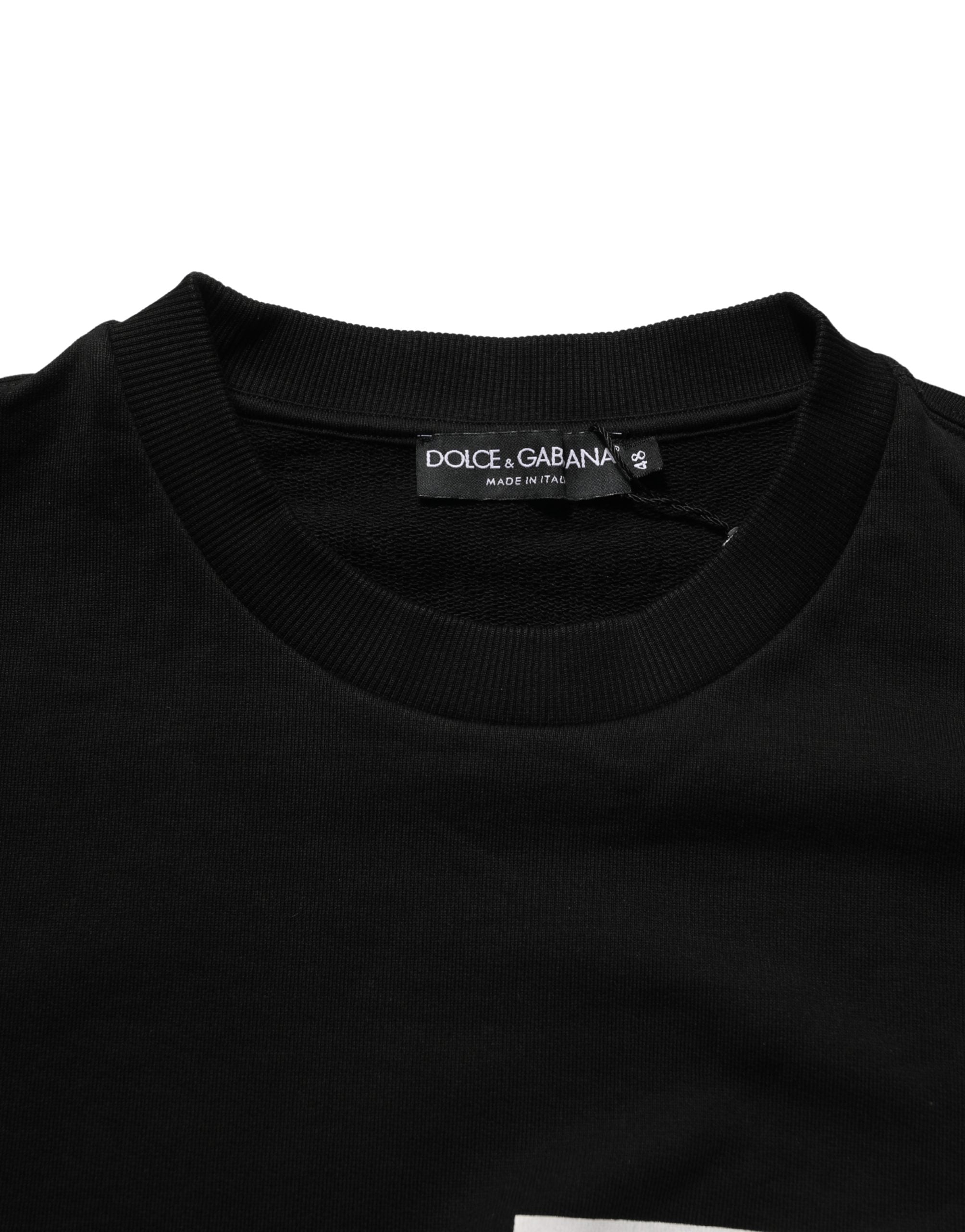 Sweatshirt Dolce & Gabbana en coton noir avec logo imprimé, look décontracté et style élégant.