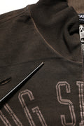 Sweatshirt zip complet Dolce & Gabbana marron avec logo imprimé, à manches longues, tissu doux et confortable.