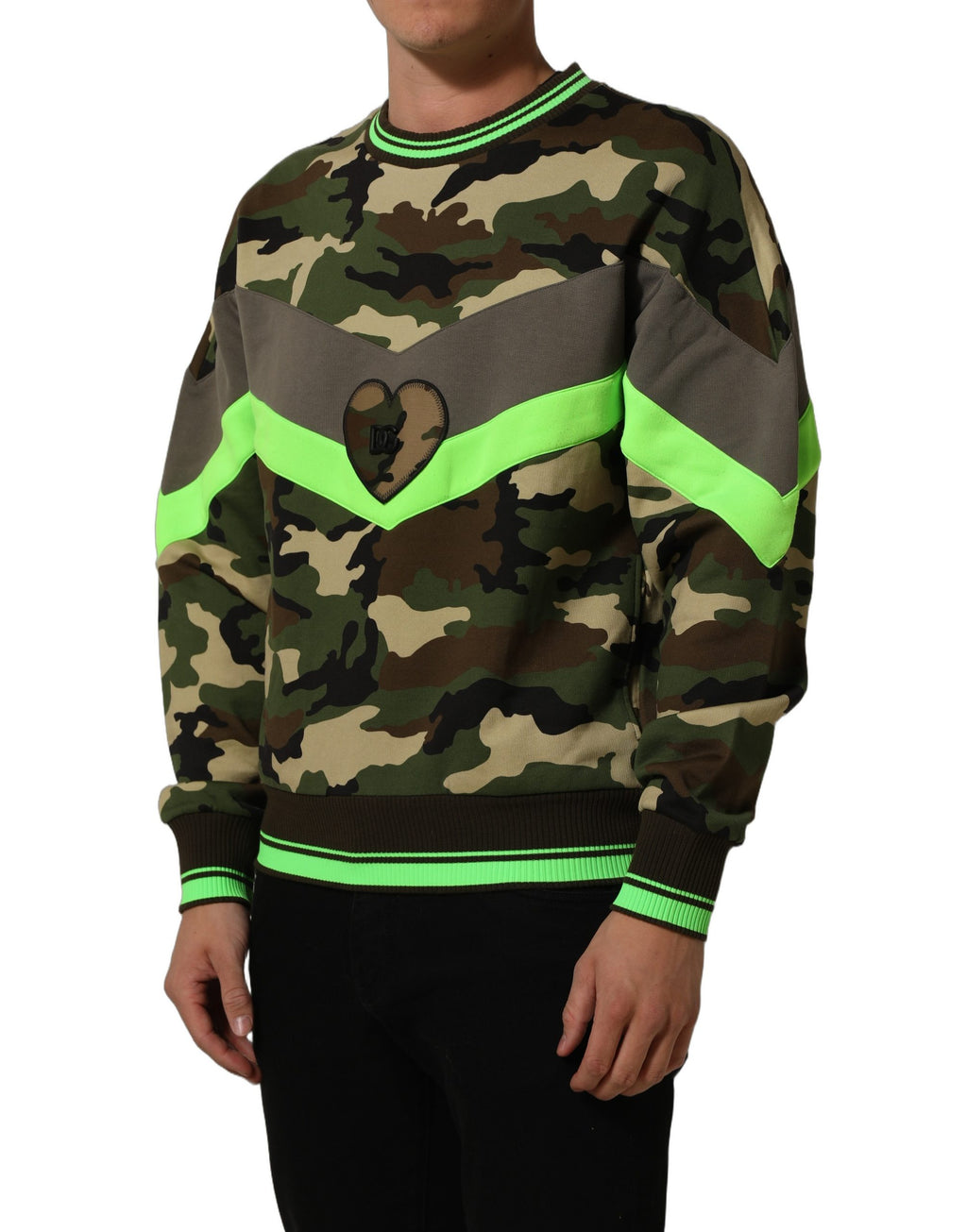 Sweatshirt pour homme Dolce & Gabbana multicolore camouflage, pull décontracté avec motif camouflage coloré.