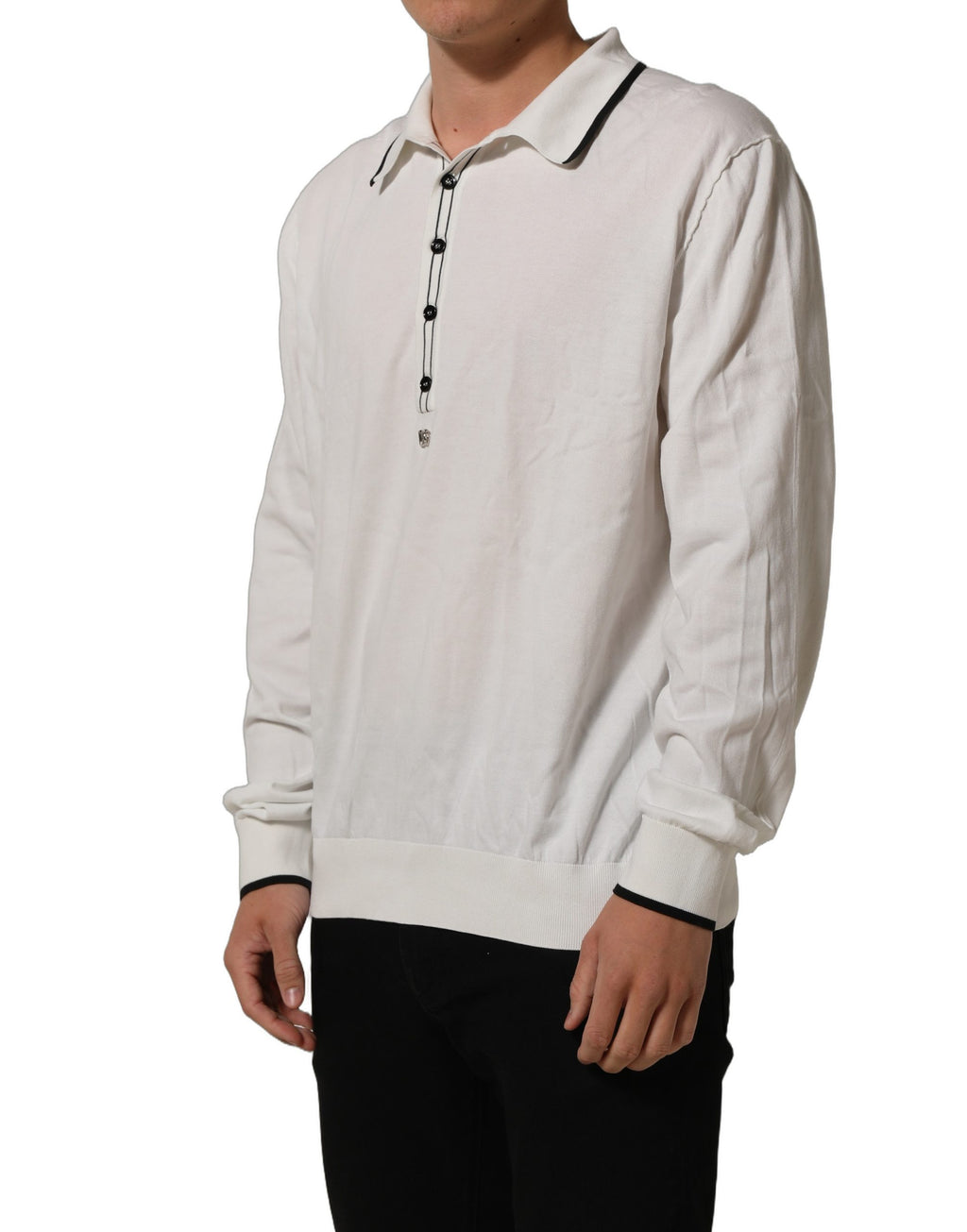 T-shirt homme en soie noire avec motif feuilles Dolce & Gabbana, col rond, élégante et confortable.