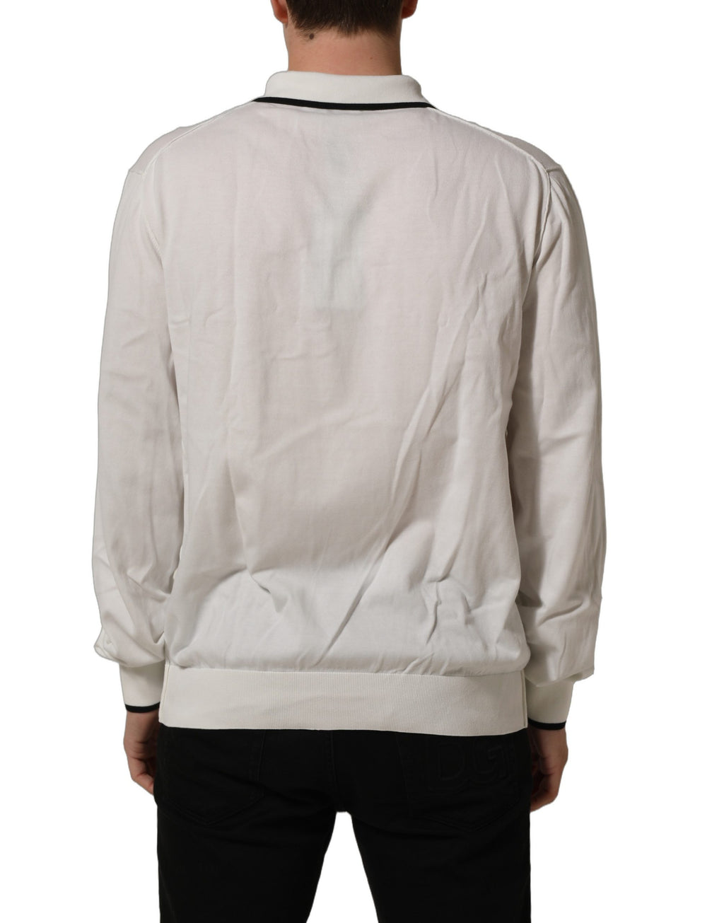 T-shirt homme en soie noire avec motif feuilles Dolce & Gabbana, col rond, style élégant et moderne.