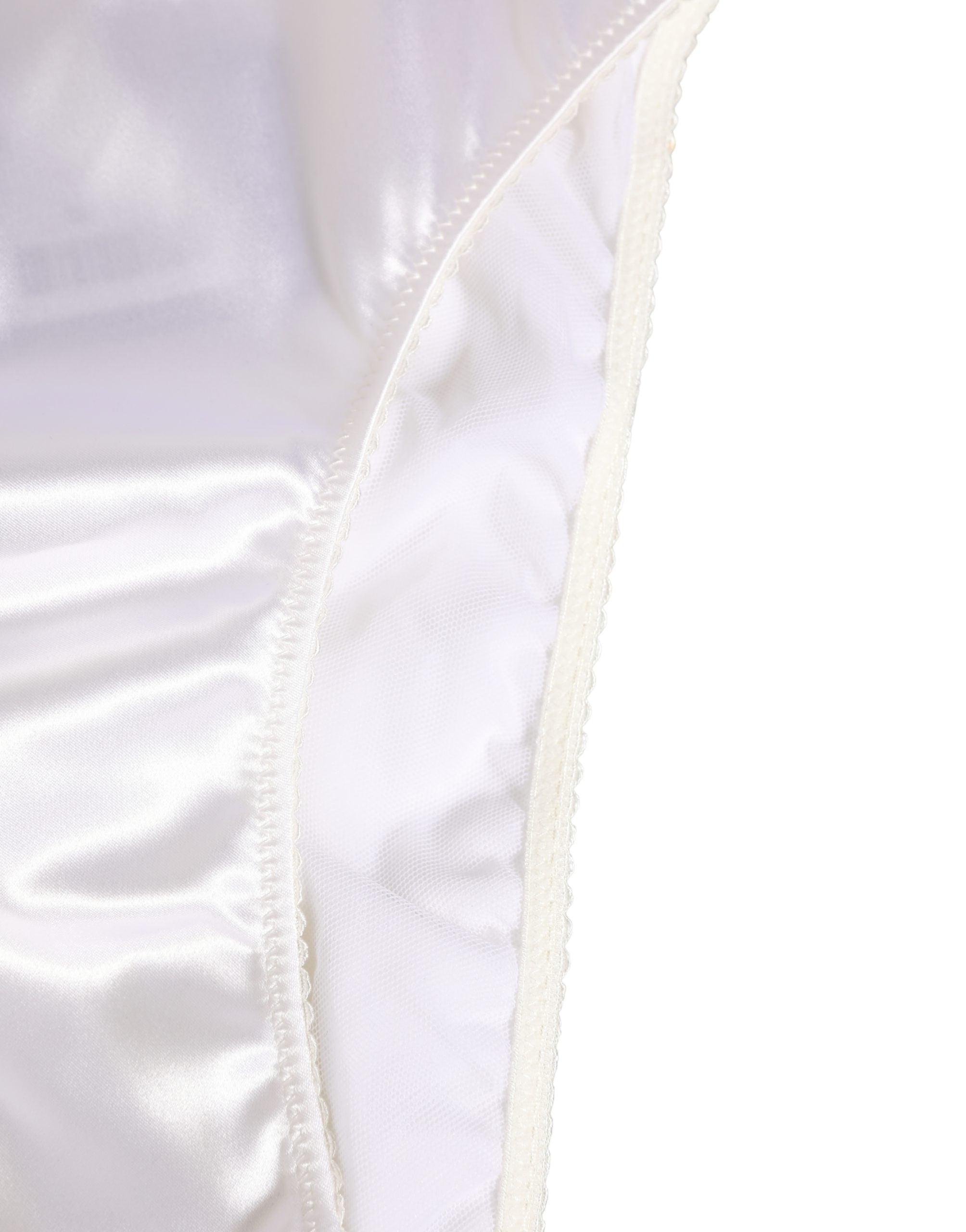 Culotte blanche en satin à taille haute de Dolce & Gabbana, sous-vêtements pour femmes avec logo.