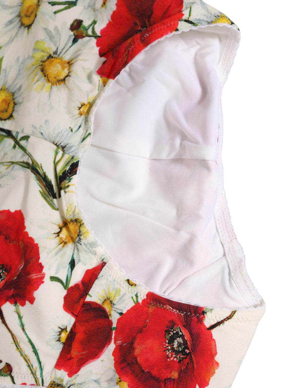 Gaine haute en nylon blanc avec motifs floraux Dolce & Gabbana, sous-vêtement élégant et tendance.