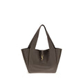 Sac à épaules en cuir de veau marron Saint Laurent Bos Taurus, élégant et luxueux, avec détails sophistiqués visible en image.