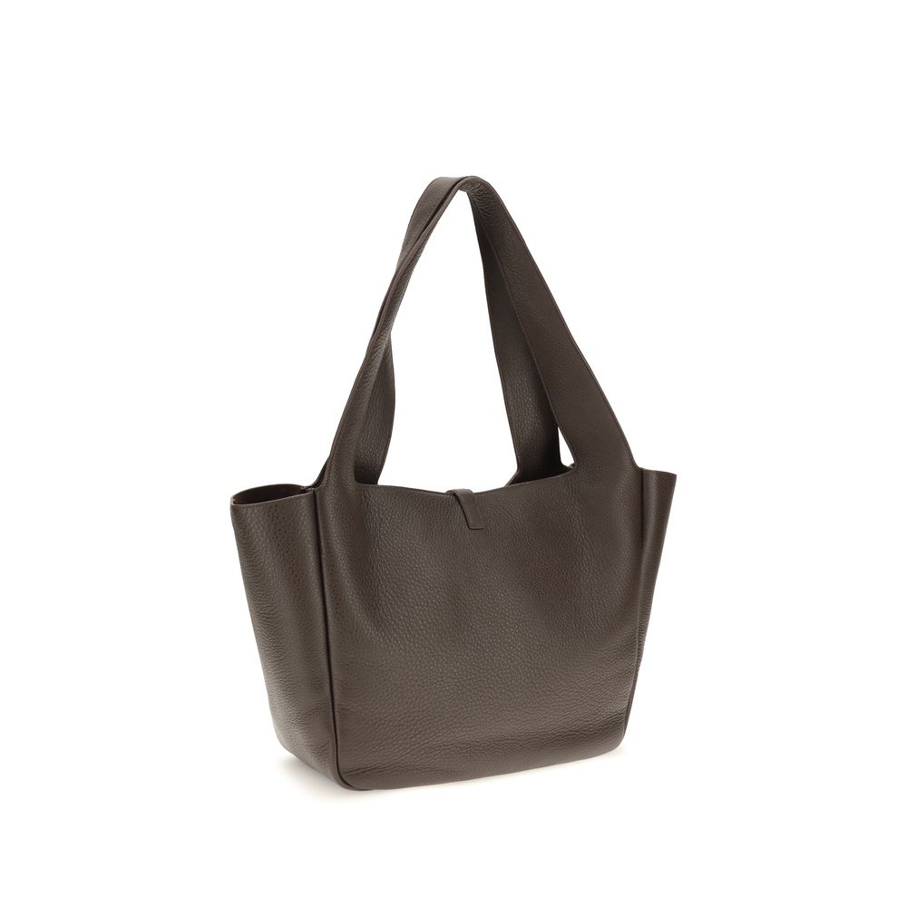 Sac à bandoulière en cuir de veau marron Bos Taurus de Saint Laurent, élégant et artisanal, avec détails raffinés.