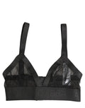 Brassière Dolce & Gabbana noire avec logo monogramme doux, sous-vêtements élégants en coton et dentelle.